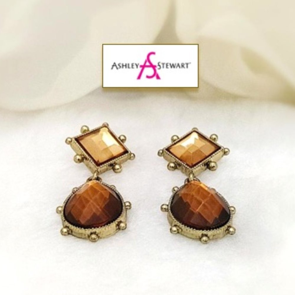 ASHLEY STEWART™ Amber Rhinestone Earrings Pierced - Picture 4 of 7